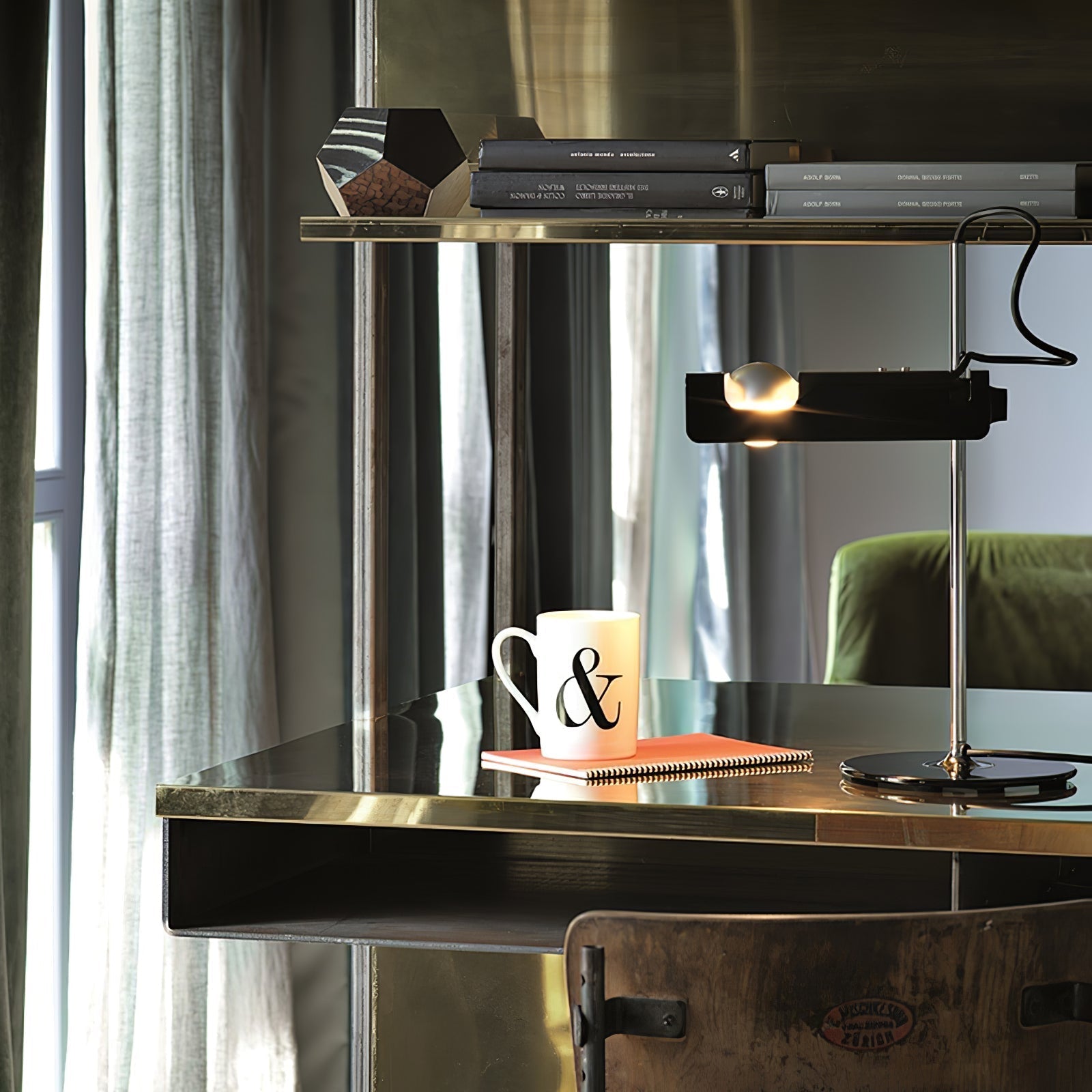 Modern Spider Metal Adjustable Table Lamp with Tilting Spotlight for Bedroom Nightstand or Desk