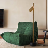Modern Industrial Spotlight Wood Floor Lamp with Adjustable Head and Solid Base
