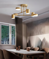 Modern Sputnik LED Flush Mount Ceiling Light with White Glass Shades 6 Light Fixture