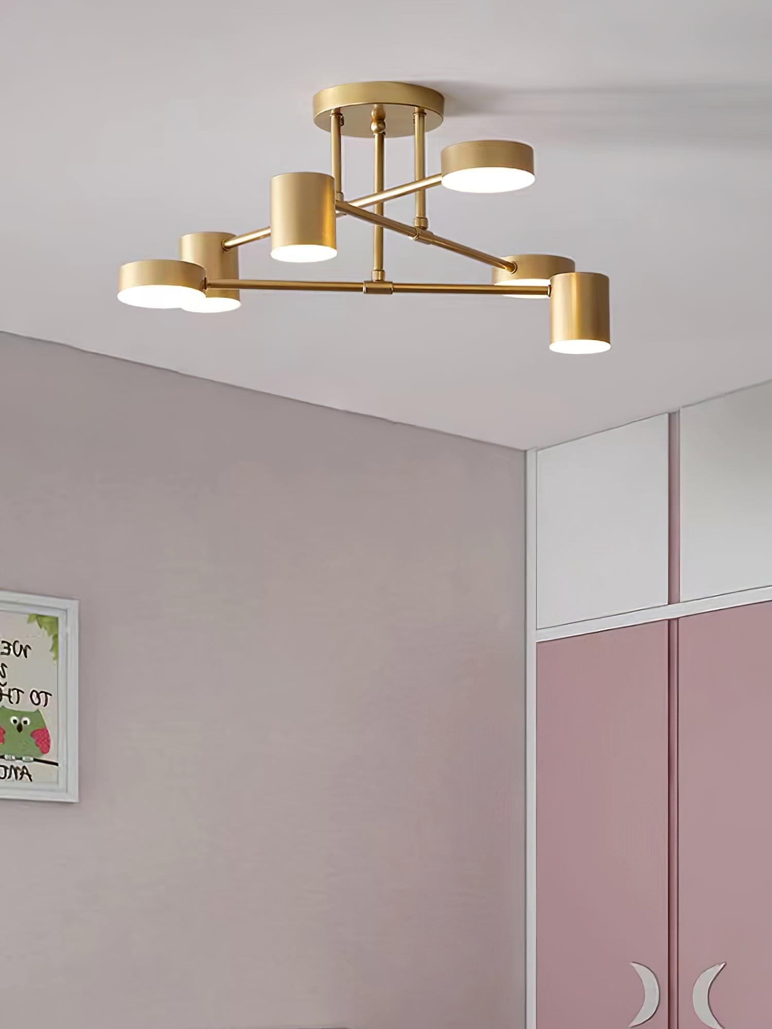 Modern Sputnik LED Flush Mount Ceiling Light with White Glass Shades 6 Light Fixture