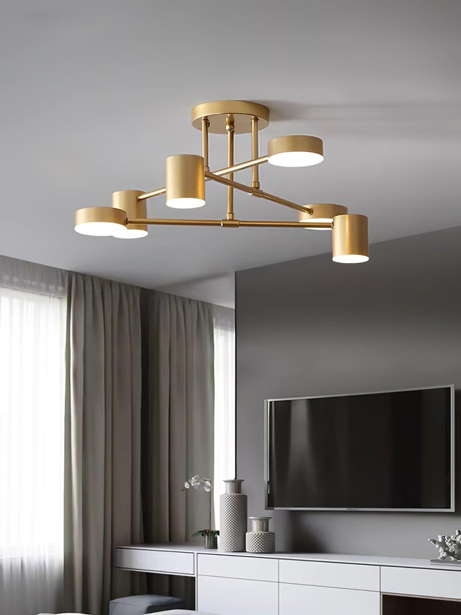 Modern Sputnik LED Flush Mount Ceiling Light with White Glass Shades 6 Light Fixture