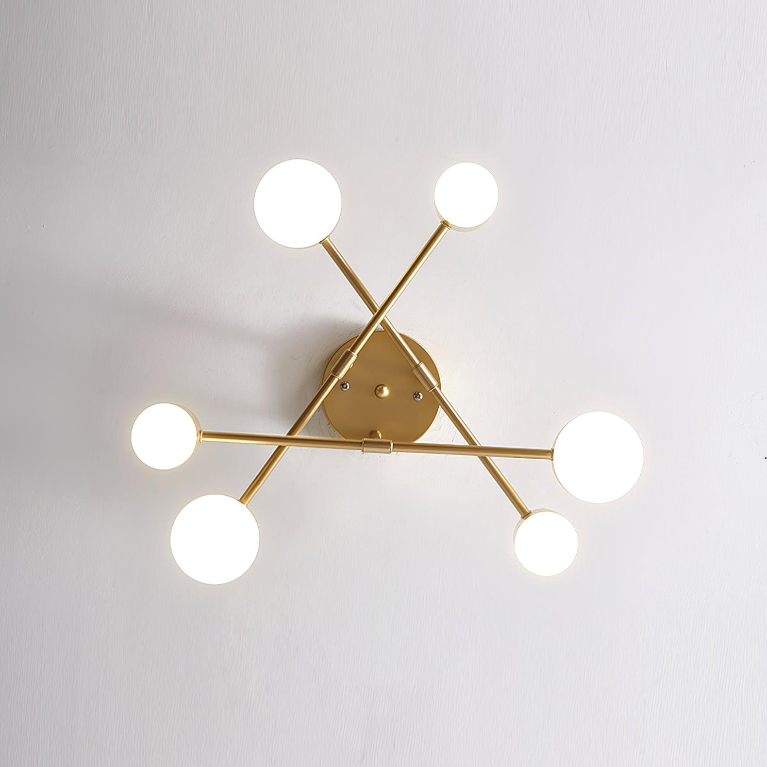Modern Sputnik LED Flush Mount Ceiling Light with White Glass Shades 6 Light Fixture