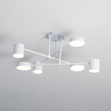 Modern Sputnik LED Flush Mount Ceiling Light with White Glass Shades 6 Light Fixture