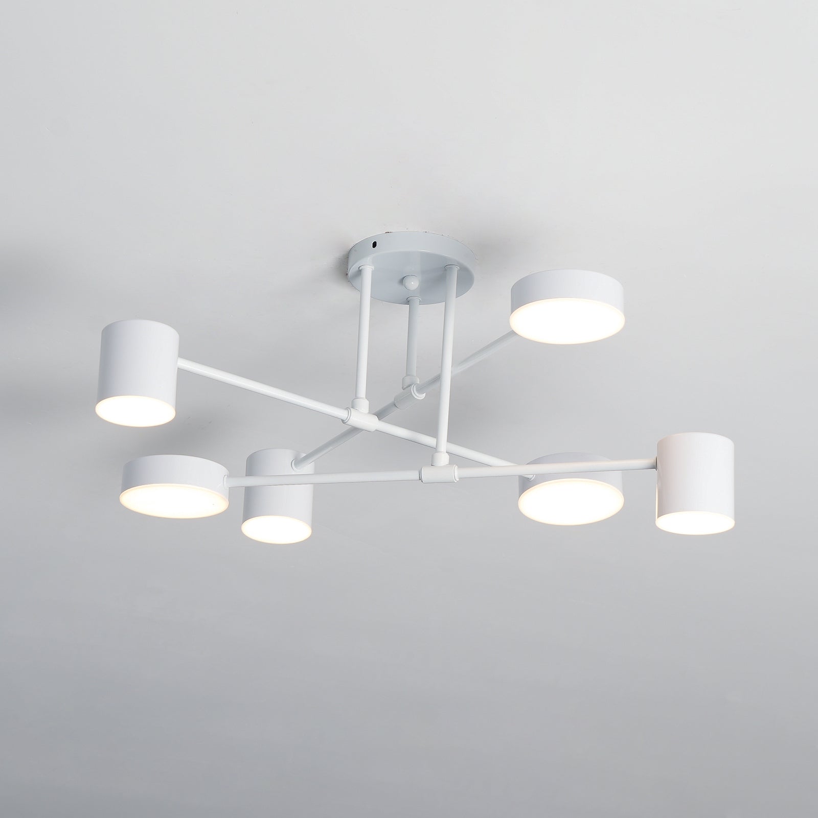 Modern Sputnik LED Flush Mount Ceiling Light with White Glass Shades 6 Light Fixture