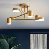 Modern Sputnik LED Flush Mount Ceiling Light with White Glass Shades 6 Light Fixture