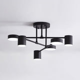 Modern Sputnik LED Flush Mount Ceiling Light with White Glass Shades 6 Light Fixture