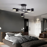 Modern Sputnik LED Flush Mount Ceiling Light with White Glass Shades 6 Light Fixture
