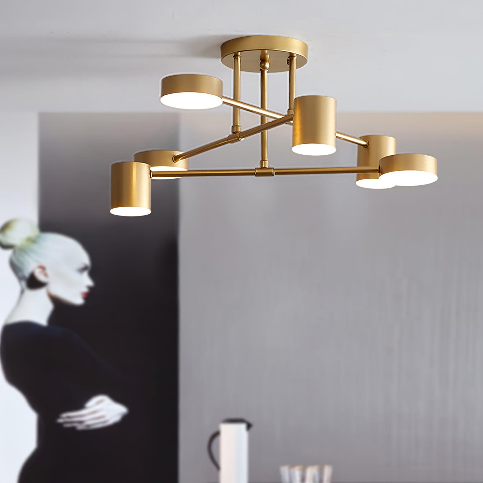 Modern Sputnik LED Flush Mount Ceiling Light with White Glass Shades 6 Light Fixture