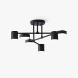 Modern Sputnik LED Flush Mount Ceiling Light with White Glass Shades 6 Light Fixture