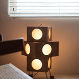 Modern Cherry Wood Square Robot Floor Lamp with Stainless Steel Frame and PC Shade