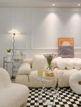 Modern Wavy Squiggle Tall Floor Lamp with Pleated Fabric Shade and Metal Base