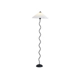 Modern Wavy Squiggle Tall Floor Lamp with Pleated Fabric Shade and Metal Base