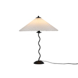 Modern Pleated Fabric Table Lamp with Nordic Wavy Metal Stem for Bedroom Living Room