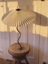 Modern Pleated Fabric Table Lamp with Nordic Wavy Metal Stem for Bedroom Living Room