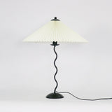 Modern Pleated Fabric Table Lamp with Nordic Wavy Metal Stem for Bedroom Living Room