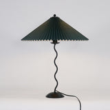 Modern Pleated Fabric Table Lamp with Nordic Wavy Metal Stem for Bedroom Living Room