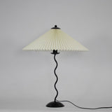 Modern Pleated Fabric Table Lamp with Nordic Wavy Metal Stem for Bedroom Living Room