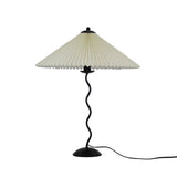 Modern Pleated Fabric Table Lamp with Nordic Wavy Metal Stem for Bedroom Living Room