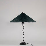 Modern Pleated Fabric Table Lamp with Nordic Wavy Metal Stem for Bedroom Living Room