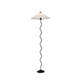 Modern Wavy Squiggle Tall Floor Lamp with Pleated Fabric Shade and Metal Base
