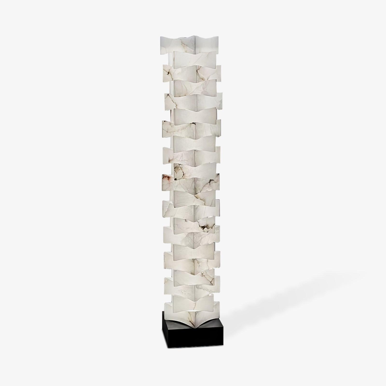 Modern Stacked Alabaster Squares Standing Floor Lamp with Integrated LED Lighting