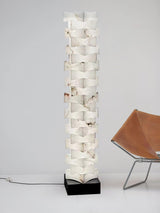 Modern Stacked Alabaster Squares Standing Floor Lamp with Integrated LED Lighting