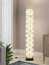 Modern Stacked Alabaster Squares Standing Floor Lamp with Integrated LED Lighting
