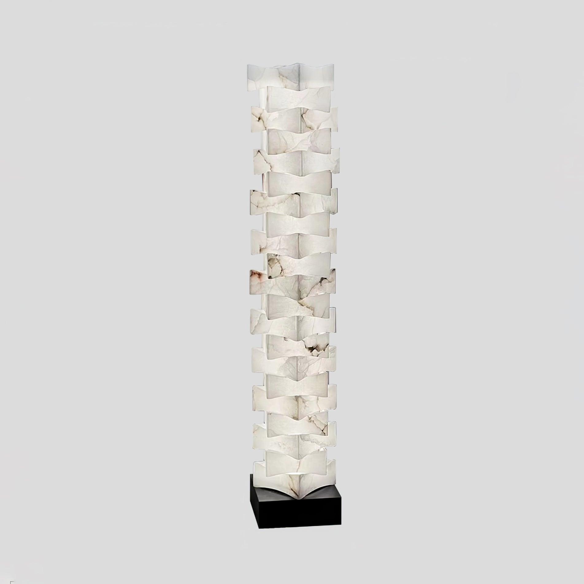 Modern Stacked Alabaster Squares Standing Floor Lamp with Integrated LED Lighting