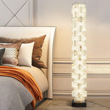 Modern Stacked Alabaster Squares Standing Floor Lamp with Integrated LED Lighting