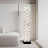 Modern Stacked Alabaster Squares Standing Floor Lamp with Integrated LED Lighting