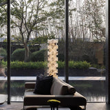Modern Stacked Alabaster Squares Standing Floor Lamp with Integrated LED Lighting