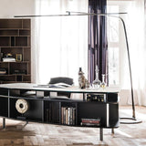 Modern Stealth LED Arc Floor Lamp with Rotating Arm for Minimalist Living Room Decor