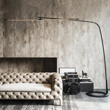 Modern Stealth LED Arc Floor Lamp with Rotating Arm for Minimalist Living Room Decor