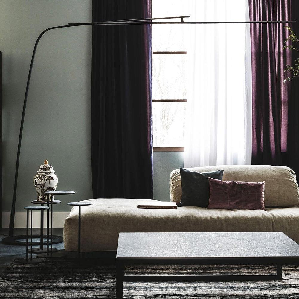 Modern Stealth LED Arc Floor Lamp with Rotating Arm for Minimalist Living Room Decor