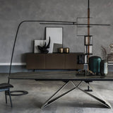 Modern Stealth LED Arc Floor Lamp with Rotating Arm for Minimalist Living Room Decor