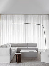 Modern Stealth LED Arc Floor Lamp with Rotating Arm for Minimalist Living Room Decor