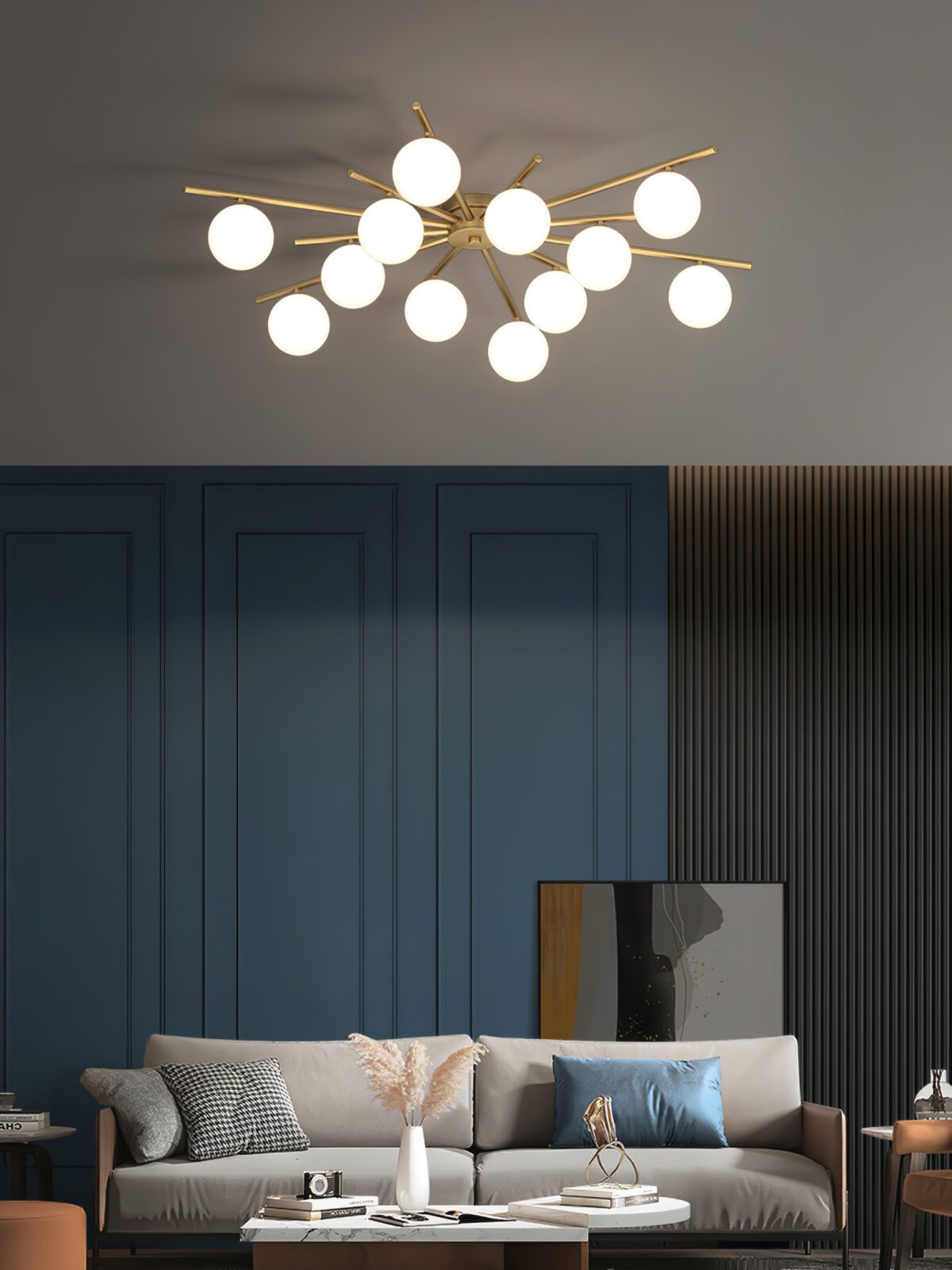 modern-mid-century-brass-ceiling-light-with-white-glass-globe-shades-and-gold-finish