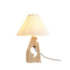Natural Yellow Travertine Pillar Table Lamp with White Fabric Shade for Modern Interior Decor