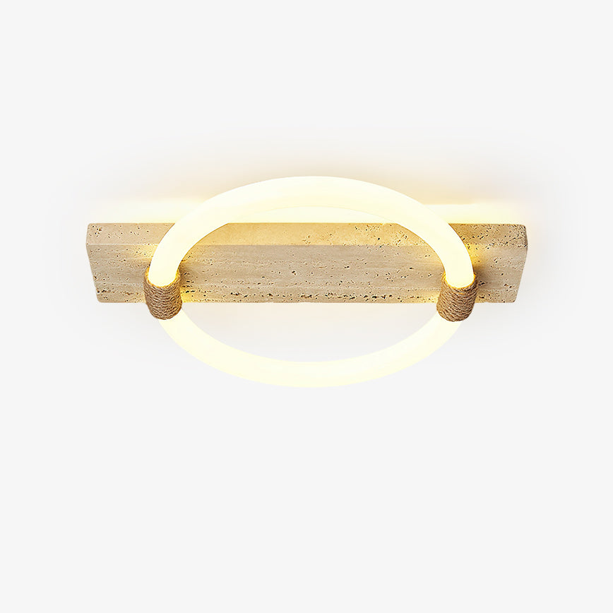 Natural Yellow Travertine LED Ceiling Lamp and Wall Sconce Flush Mount Lighting