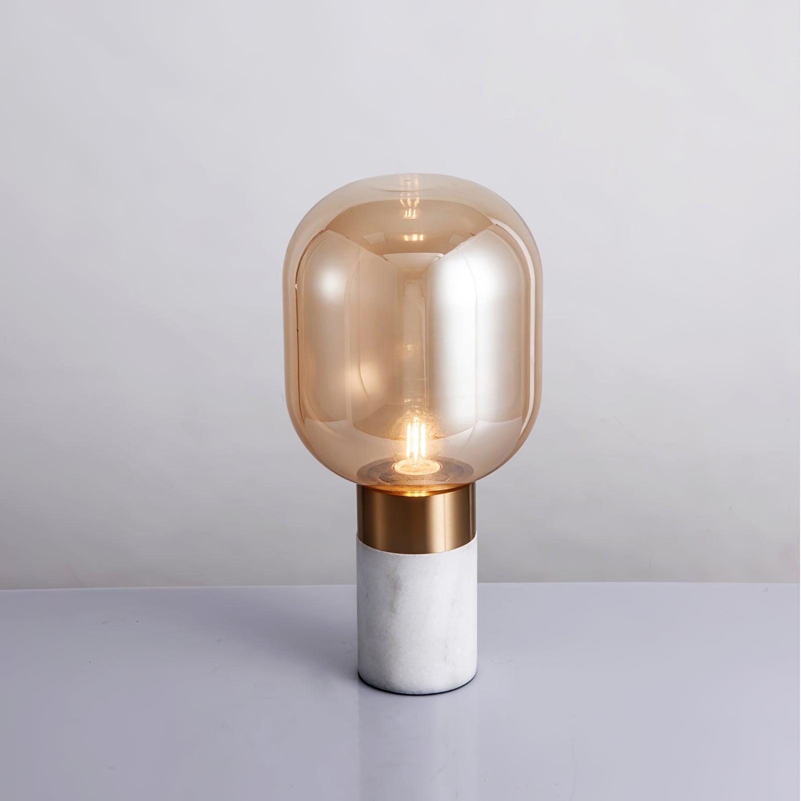 Storm Marble and Glass Table Lamp with Gold Finish for Modern Interior Lighting
