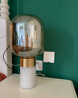 Storm Marble and Glass Table Lamp with Gold Finish for Modern Interior Lighting