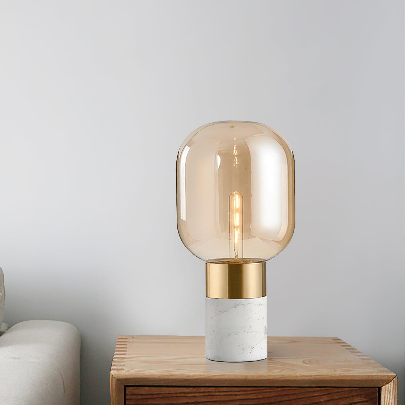 Storm Marble and Glass Table Lamp with Gold Finish for Modern Interior Lighting