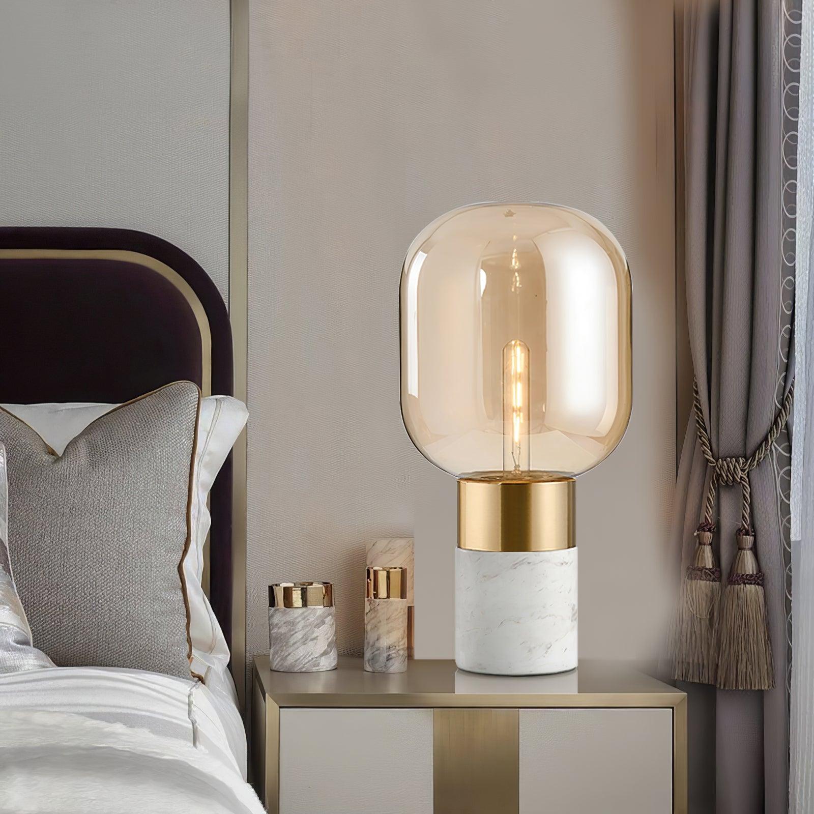 Storm Marble and Glass Table Lamp with Gold Finish for Modern Interior Lighting