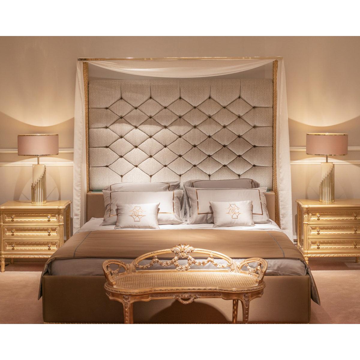 Streamline Modern Gold Marble Table Lamp with Champagne Fabric Shade and White Lacquered Base