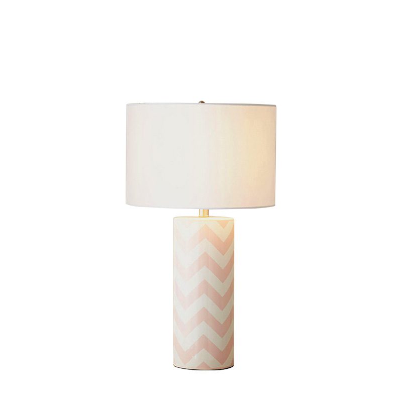 modern-navy-striped-wave-ceramic-table-lamp-with-cream-cotton-drum-shade-for-bedroom