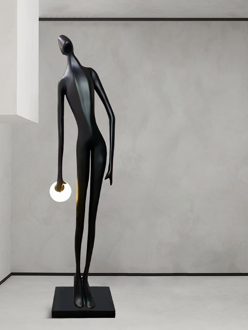abstract-humanoid-figure-sculpture-floor-lamp-with-minimalist-ring-light-globe