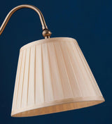 Traditional Antique Brass Table Lamp with Pleated Cream Shade and Adjustable Height