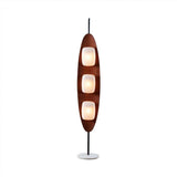 Modern Coastal Teak Wood Surfboard LED Floor Lamp with Marble Base