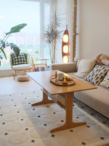 Modern Coastal Teak Wood Surfboard LED Floor Lamp with Marble Base
