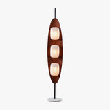 Modern Coastal Teak Wood Surfboard LED Floor Lamp with Marble Base
